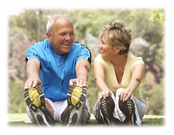 Exercising older couple