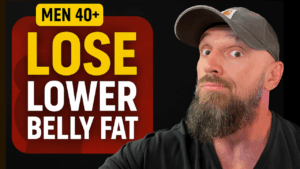 Mike Dolce pointing with a raised eyebrow beside bold text that reads “Men 40+ Lose Lower Belly Fat.”